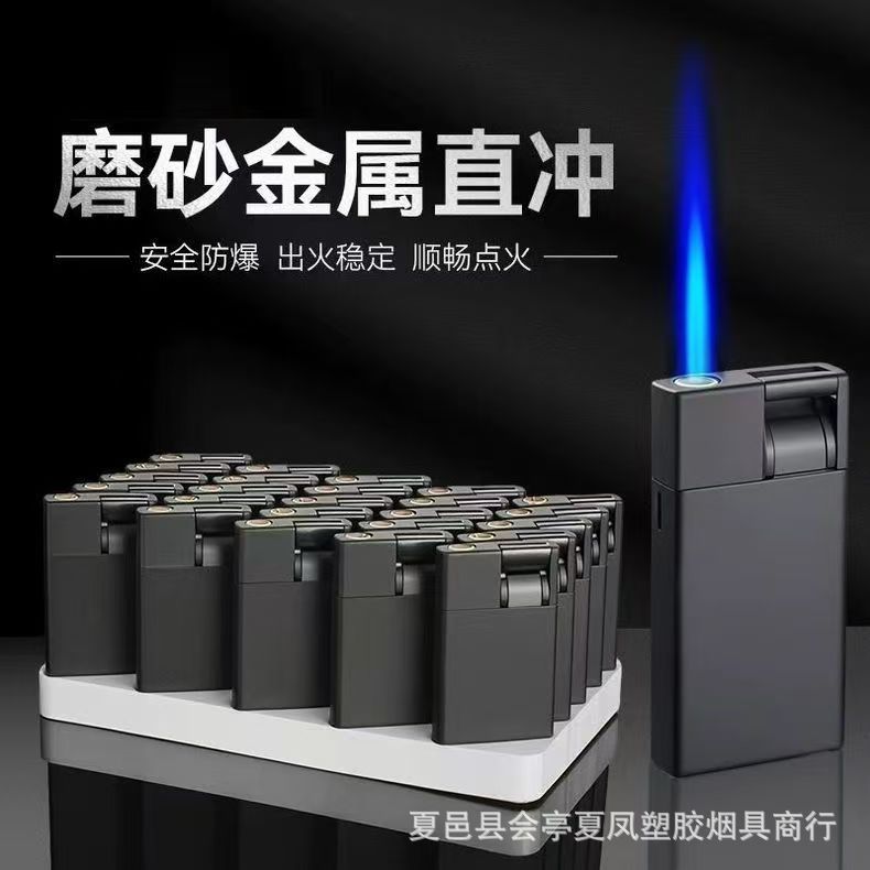 Publicidad de encendedor a prueba de viento de metal inflado láser de alta calidad impresión directa llama azul impresión UV color publicidad