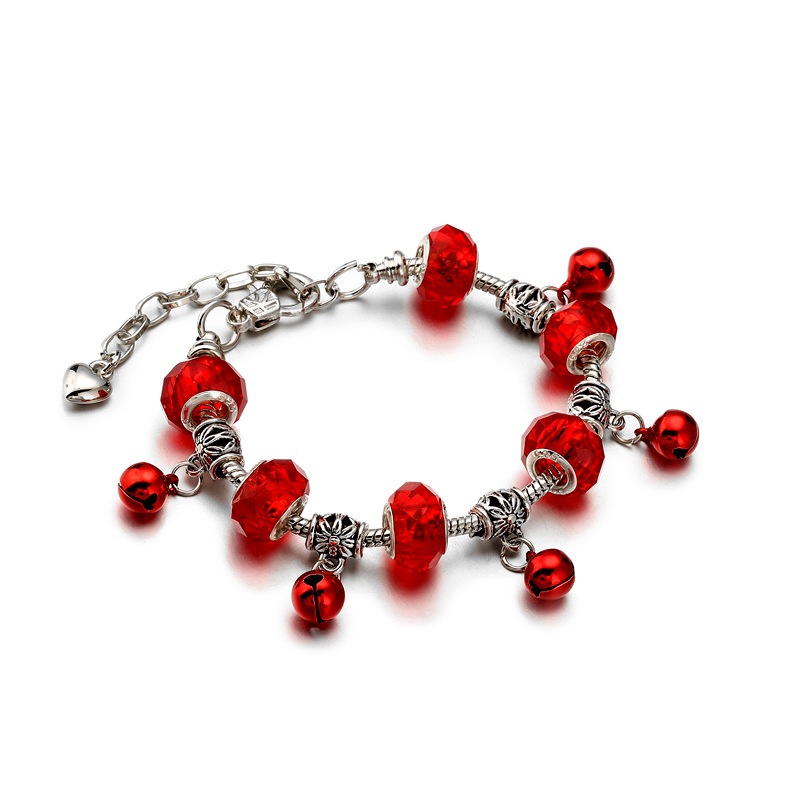 Popular europeo y americano ajustable cristal aleación electrochapado pequeña campana pulsera de Navidad fabricante en stock