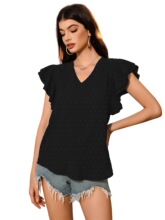 B 64973 Swiss Dot Butterfly Sleeve Blouse Ůʿ���� �羳����