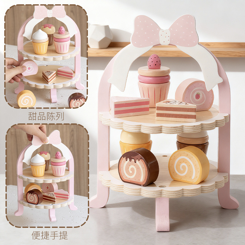 Simulación de los niños Juego casa té postre juego kindergarten juego rol madera educación temprana Juguetes