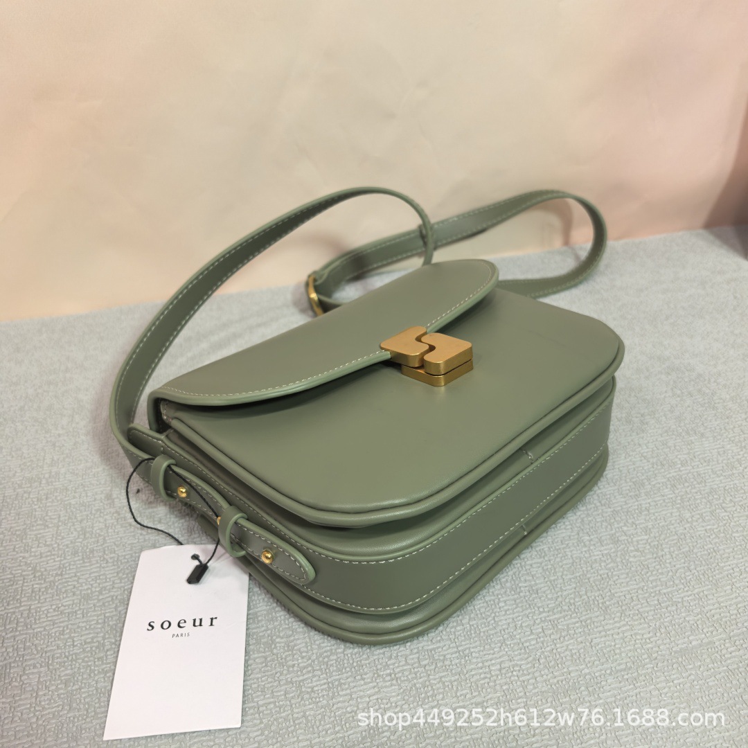 SOEUR French Niche New Genuine Leather Tofu Bag Women's High-End Shoulder Crossbody Small Square Commuter Bag - Thumbnail 4