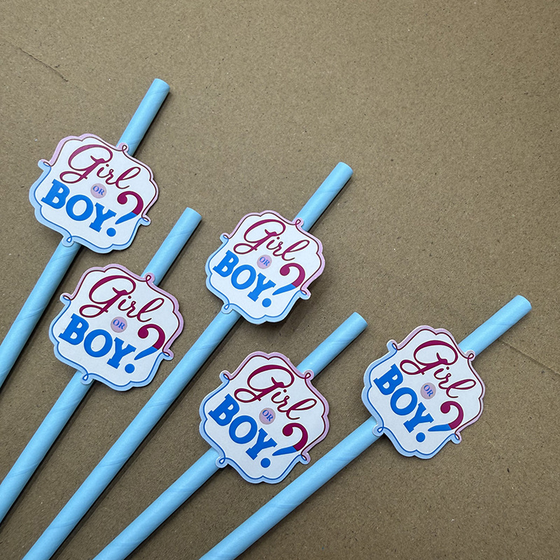 Papel de fiesta transfronteriza para niños niñas tarjetas de paja desechable postre fiesta decoración paja