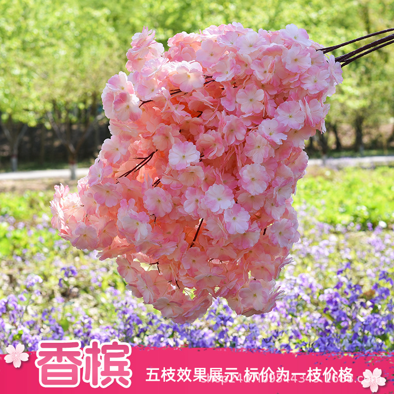 Simulación de flores de cereza flores de melocotón flores de pera flores de ciruela flores de bodas flores falsas vid decoración jardín balcón red de manglares paisaje de pared
