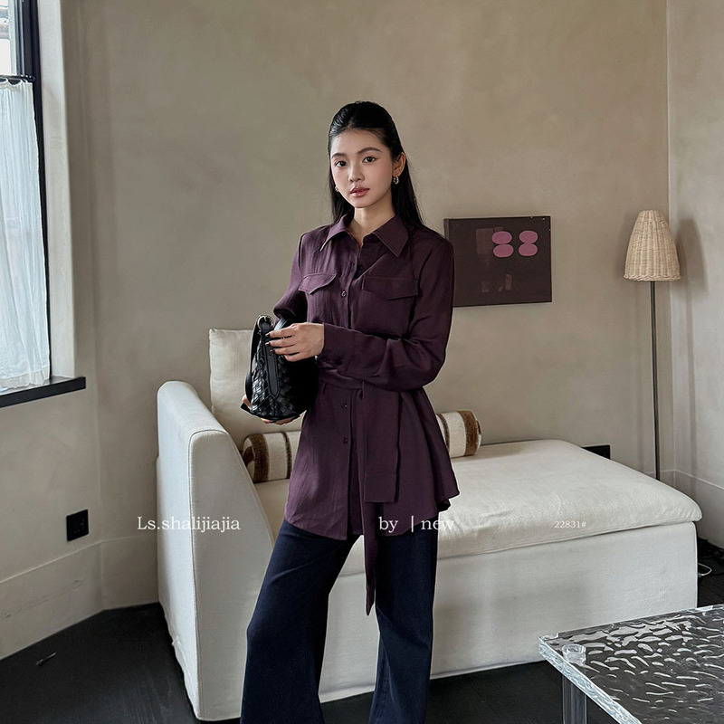LS 极简时尚通勤衬衫上衣女 广州十三行2025早秋新品女装22831#|undefined