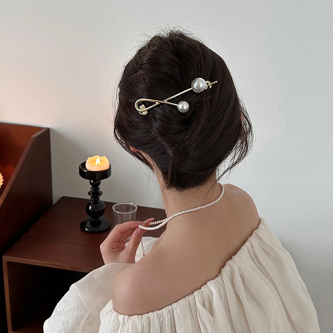 Lady Pearl Metal Hair Clip display picture 2