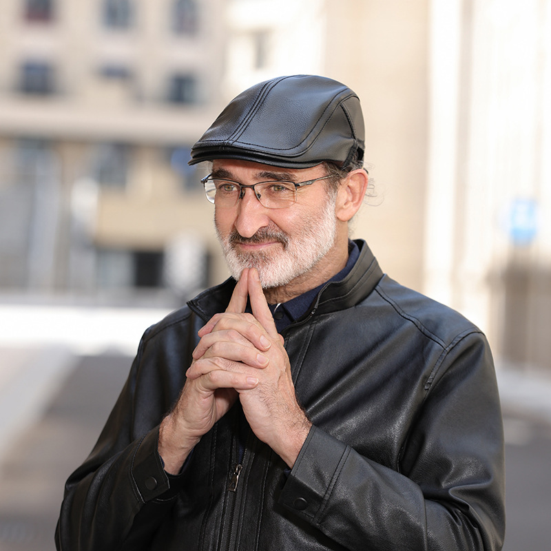 Casquillo de cuero de los hombres de piel de oveja artificial boina sombrero de cuero ancianos sombrero delantero sombrero de cuero artificial