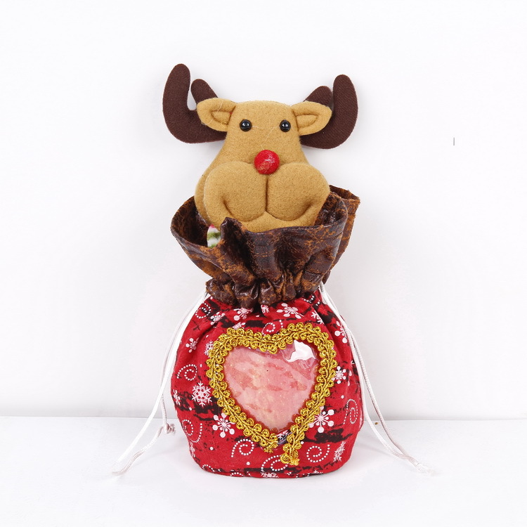 Navidad creativa impresa bolsa de regalo de caramelo Navidad Víspera de Navidad muñeca tridimensional bolsa de fruta al por mayor