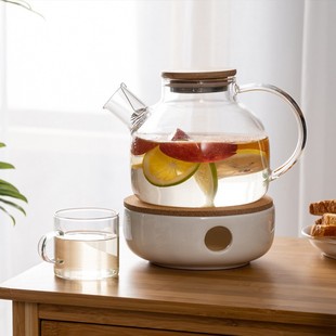 Japanese Heat-Resistant Flower Teapot Flower Tea Cup Afternoon Glass Tea Set Kung Fu Fruit Teapot Set Candle Heating and Insulation
