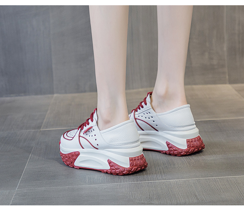 Giày sneaker nữ da thật đế dày phong cách thể thao tăng chiều cao, có thể xỏ như dép, mẫu hè 2026 — M2328 màu tím, M2328 màu đen, M2328 Màu Đỏ, M2328 màu xanh lá chi tiết 17