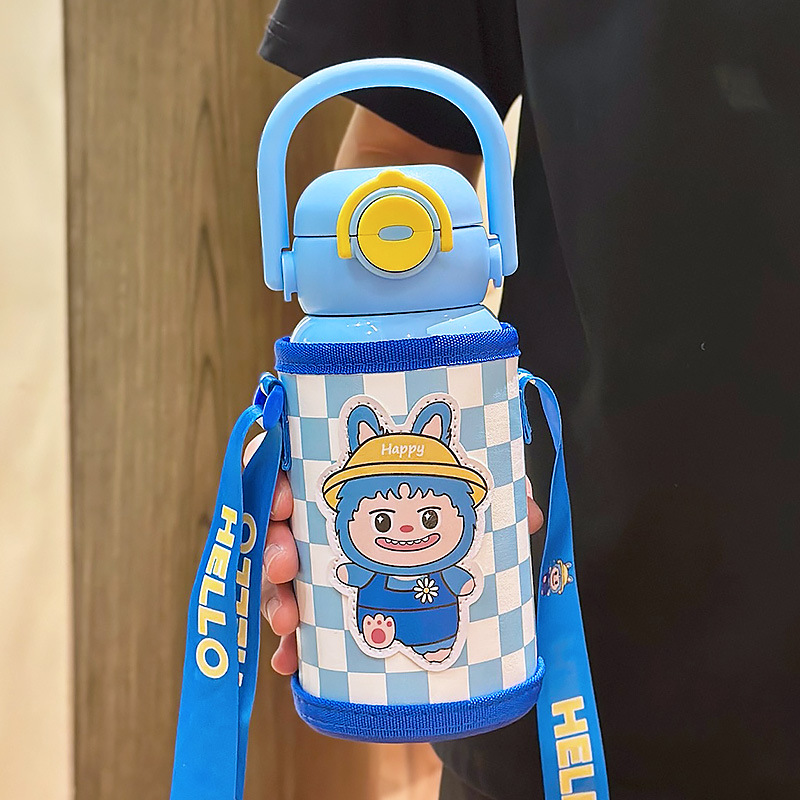 Nuevo doble bebida de acero inoxidable 316 alto valor facial lindo conejo portátil paja dibujos animados taza de agua para niños taza de agua para estudiantes