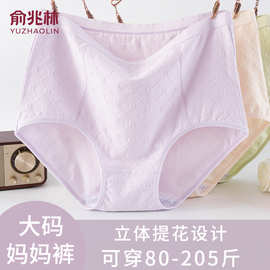俞兆林纯棉提花高腰大码加肥胖MM200斤妈妈加肥内裤