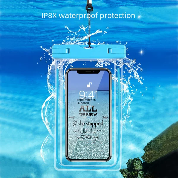 Luminous waterproof mobile phone bag outdoor sports hanging neck mobile phone case PVC transparent touch screen waterproof bag manufacturers wholesale