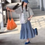 新款女童字母宽松格子裙