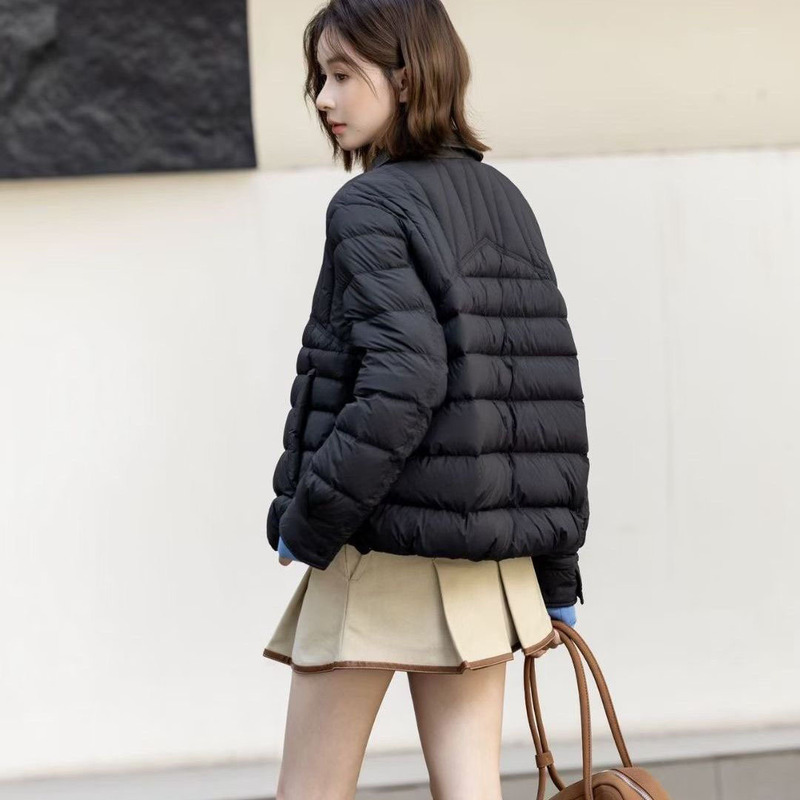 Fashion Pu Lapel 90 White Duck down Lightweight Short down Jacket for Women 2025 Winter Loose High-End Petite Casual
