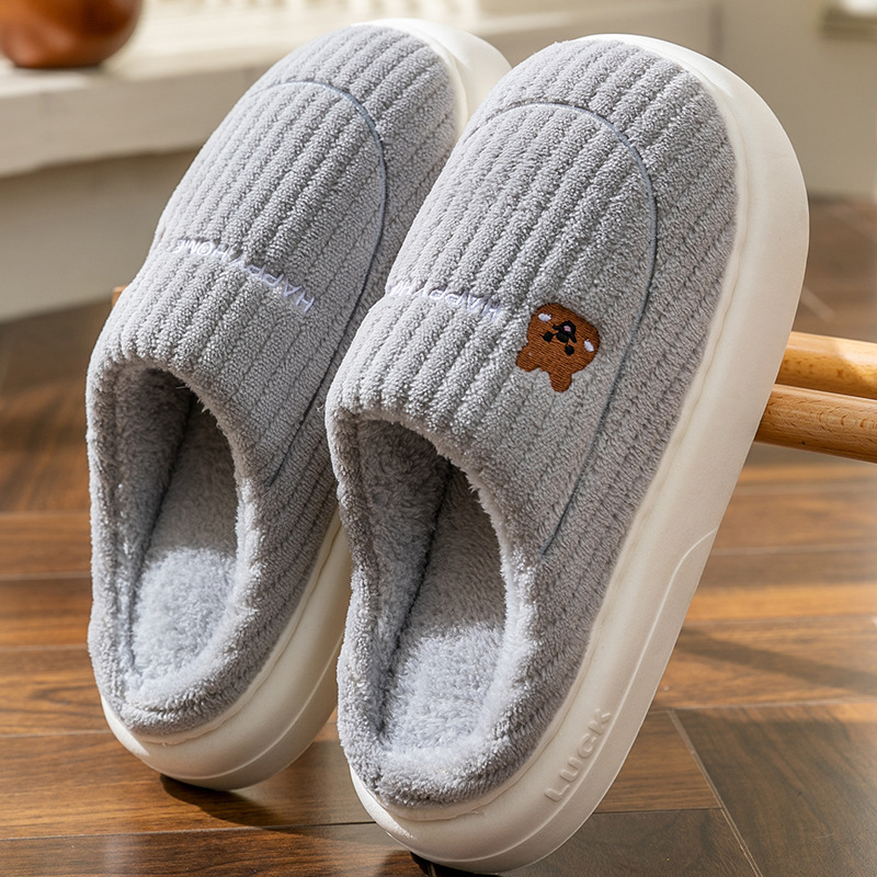 Cotton Slippers Men's Autumn and Winter 2025 New Indoor Home Non-Slip Warm Fleece-Lined Non-Stinky Feet Thick-Soled Cotton Shoes for Men