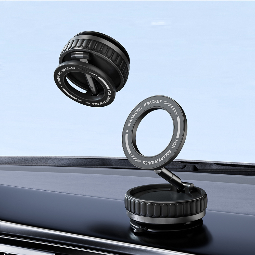 Creative Vacuum Suction Cup Magnetic Mobile Phone Holder Car Folding Car Vacuum Adsorption Anti-Shake Navigation Fixed Frame