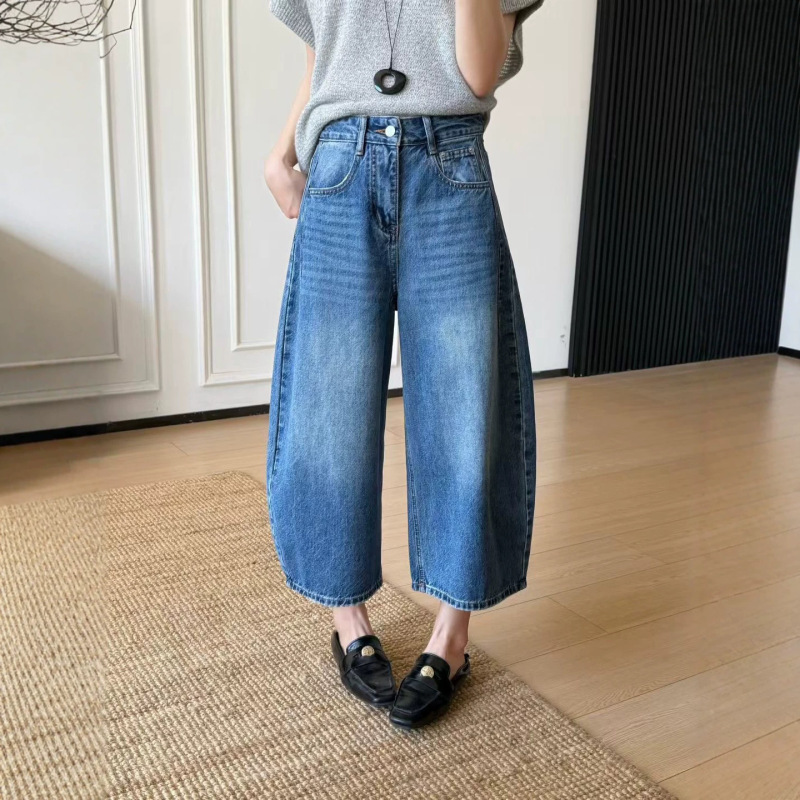 The Ultimate Fit!~ Petite Women's Cropped Scimitar Jeans, Summer Thin Style, Relaxed and Versatile Wide-Leg Pants
