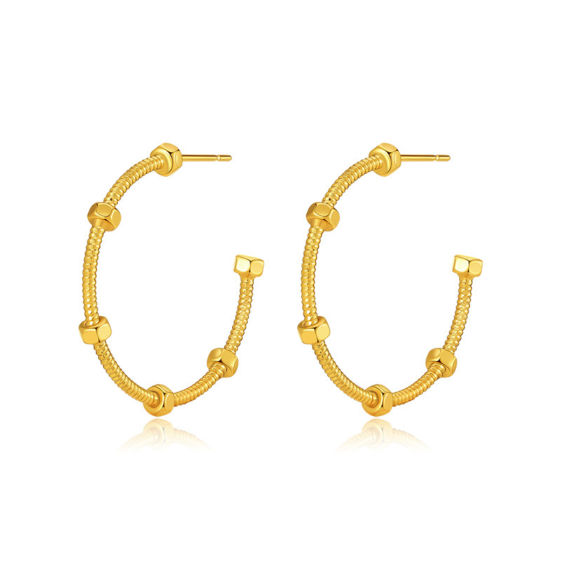 Fashion C Shape Copper Plating Earrings 1 Pair