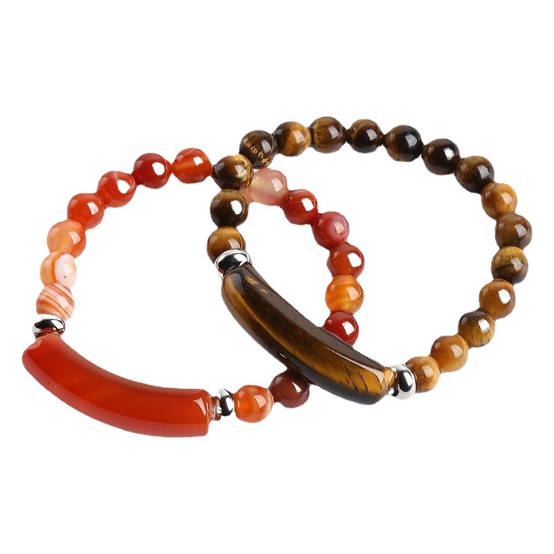 Europea y americana transfronteriza Rosa cristal puente pulsera verde dongling Tiger Eye original pulsera de piedra pulsera de moda simple al por mayor
