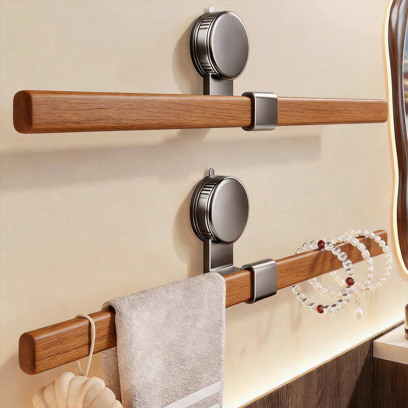 Suction Cup Towel Rack for Washbasin Wall, Towel Storage Hanger, Bathroom Balcony Bath Towel Drying Rack