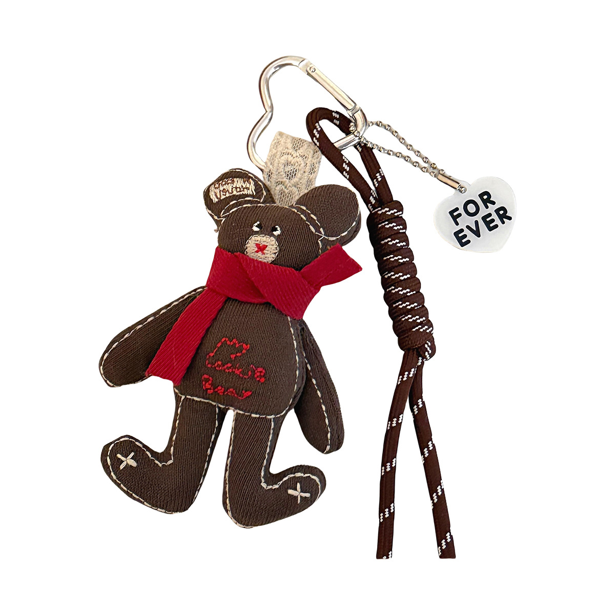 Bufanda de dibujos animados de tela coreana, colgante de oso, colgante de oso de letras de moda, colgante de bolsa de todo fósforo, llavero al por mayor