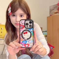 ins风多彩爱心Kitty磁吸适用iPhone17苹果16ProMax/15/14手机壳女
