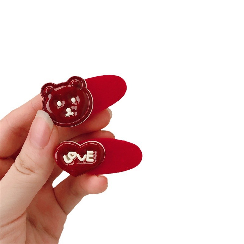 Anchor rojo amor osos brocas de pato joyas para el cabello de la niña mariposa festiva brocas de cabello lateral rotas brocas de frange