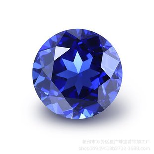 Round cultivation sapphire laboratory regeneration color treasure royal blue bare stone ring surface wholesale generation inlay