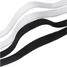 工厂批发8-15MM 双层 黑色白色 空心鞋带 扁平涤纶白色 鞋带 帽绳