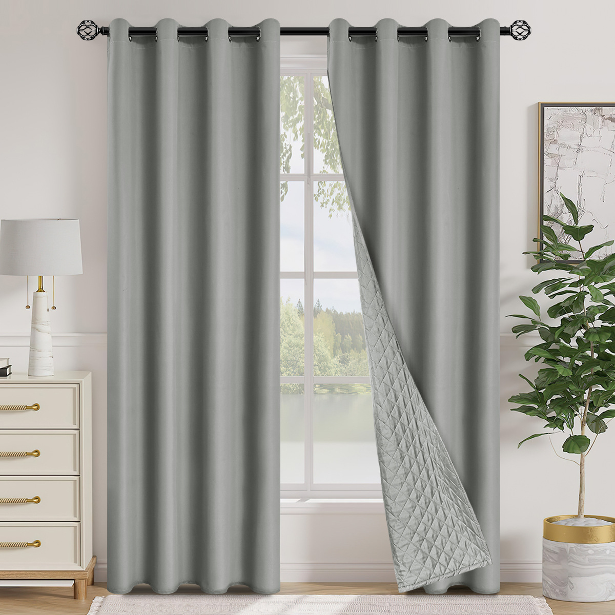 TEMU spot transfronterizo primavera textil completamente sombreado cortina de algodón intercalado cortina de calor invierno grueso cortina a prueba de viento y frío