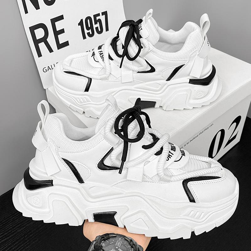 남자 신발 가을 새로운 두꺼운 밑창 청소년 스포츠 달리기 캐주얼 올 매치 통기성 메쉬 화이트 토레 신발