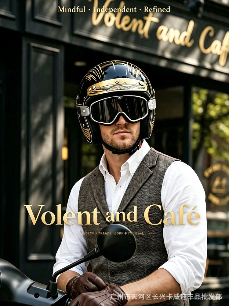 Popular Foreign Trade and Domestic Sales Model Motorcycle Helmet, Three-Quarter 3/4 Half Helmet, Retro Motorcycle Electric Scooter Cruising Helmet
