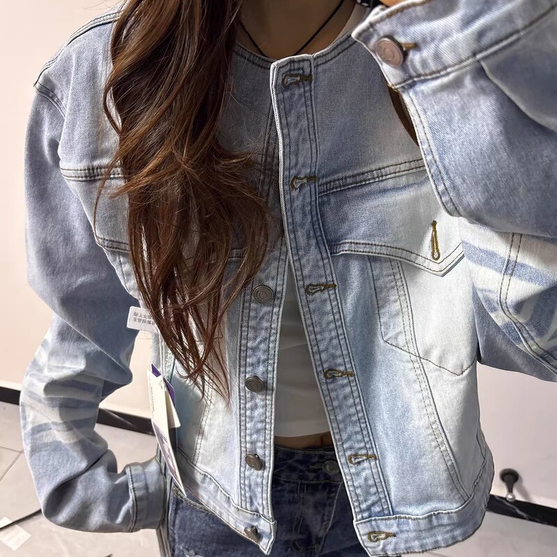 2026 New Blue Denim Jacket for Women, Spring and Autumn, American Retro Design, Short Cat-Eye Effect Jacket 2026 New Blue Denim Jacket for Women, Spring and Autumn, American Retro Design, Short Cat-Eye Effect Jacket