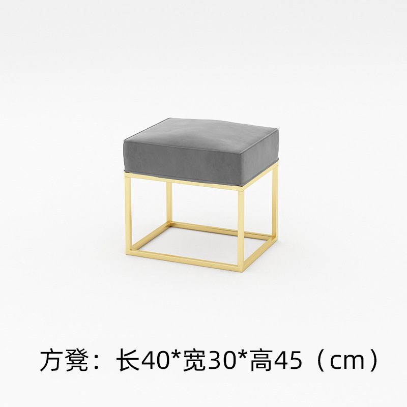 [폭발] 단일 작은 사각형 의자 [라이트 그레이 벨벳]]