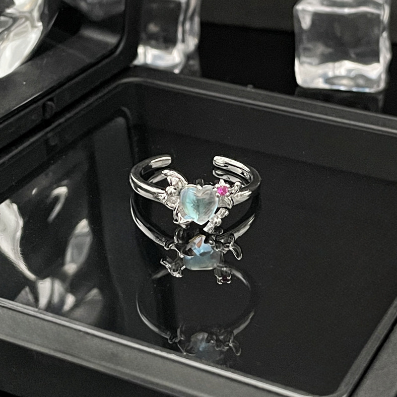 10g Weight Artificial Gemstones Inlay Material Open Rings Classification 1 Piece Quantity Casual Occasion Copper Material Heart Shape, Bow Knot Pattern Women's Gender Inlay Design Lady Style Copper Lady Inlay Heart Shape Bow Knot Artificial Gemstones Open Rings 13