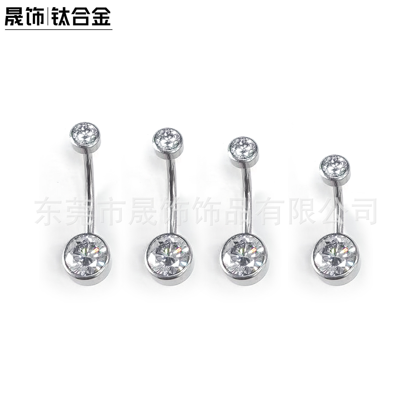 F136 Titanium Alloy 圆柱包 Cubic Zirconia Navel Ring G23 Titanium 内牙圆 包 Diamond Navel Ring Piercing Jewelry 厂家