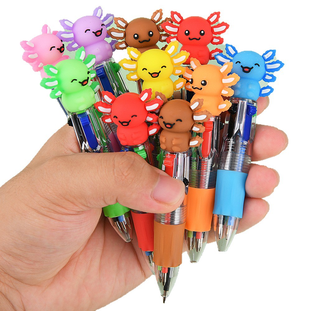 Transfronterizos lindos dibujos animados salamandra bolígrafo de cuatro colores mini bolígrafo de color bolígrafo de papelería regalo al por mayor