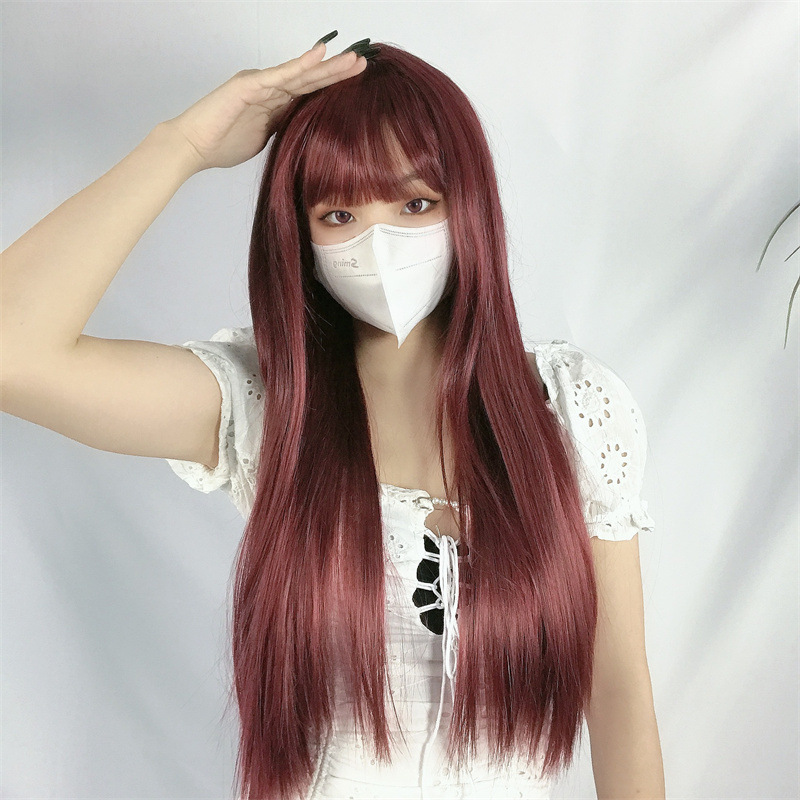 Women's Fashion Street High Temperature Wire Air Bangs Long Straight Hair Wigs display picture 1