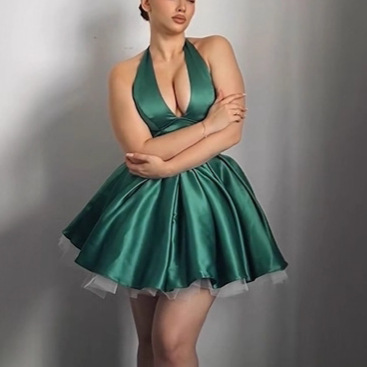 欧美性感女装跨境亚马逊性感性感露背低胸无袖蓬蓬裙