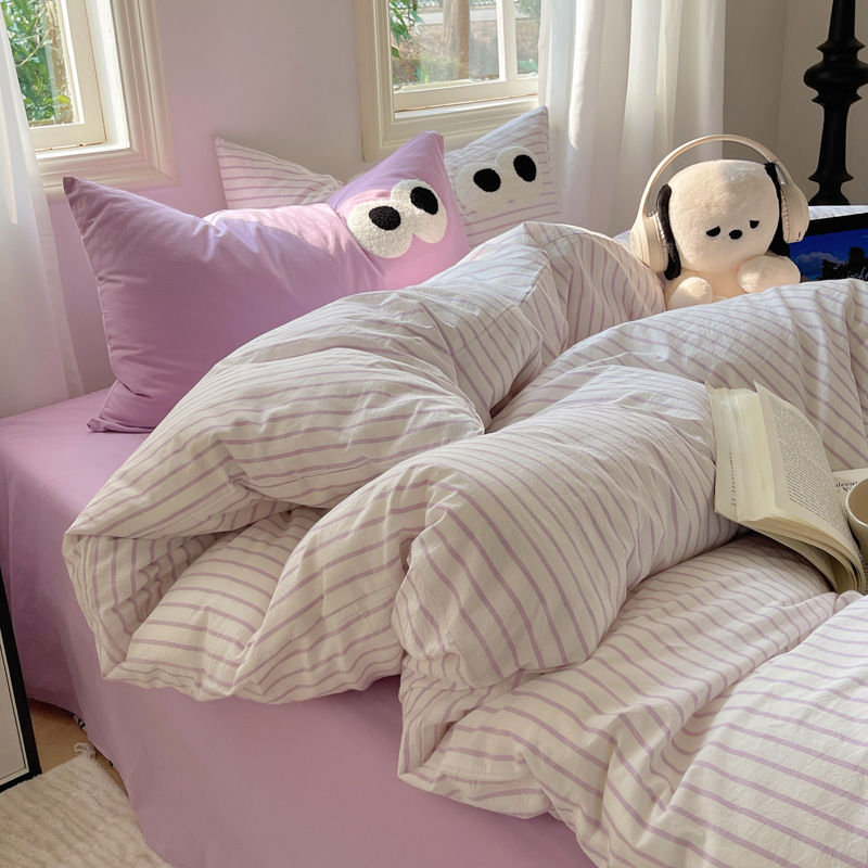 Juego de cama de algodón grueso de cuatro piezas 2025 nuevo estilo dormitorio de otoño e invierno sábanas de algodón funda edredón Juego de cama de tres piezas 4