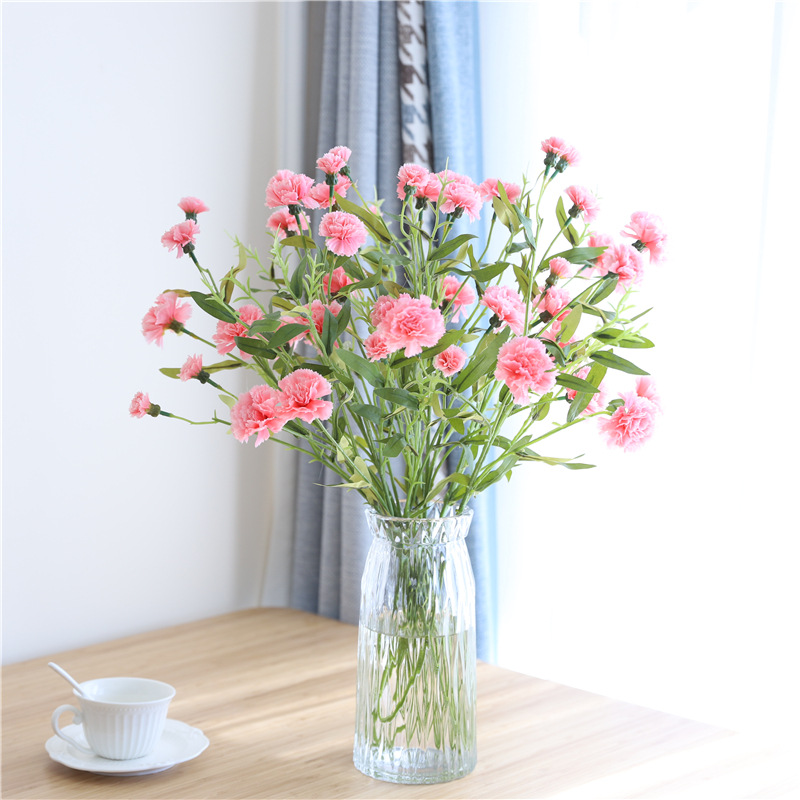 Long-Branch Carnation Artificial Flower Fake Flower Dried Flower Mother's Day Teacher's Day Gift Living Room Interior Decoration Floral Ornaments