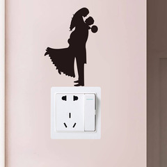 KG112 Couple Silhouette Bedroom Living Room Entrance Switch Decal Home Decor Wall Sticker Wholesale