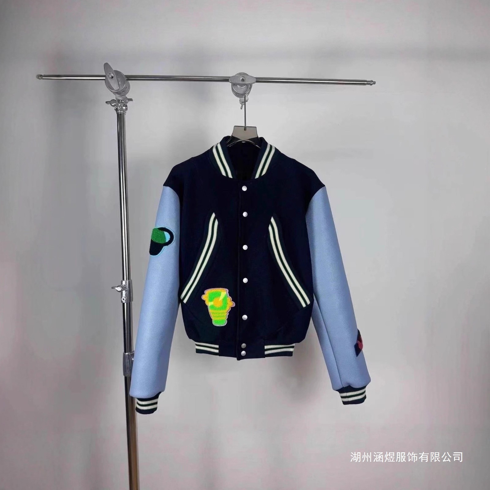 2026新款荔枝纹限定蓝袖短款Kiko棒球服外套高街Cleanfit风格