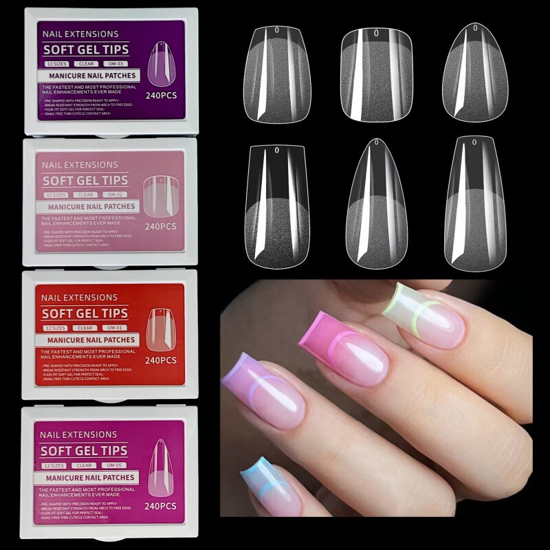 E-commerce new nail art piece semi-frosted ultra-thin extended seamless non-engraved thin fake finger 240 pieces factory outlet