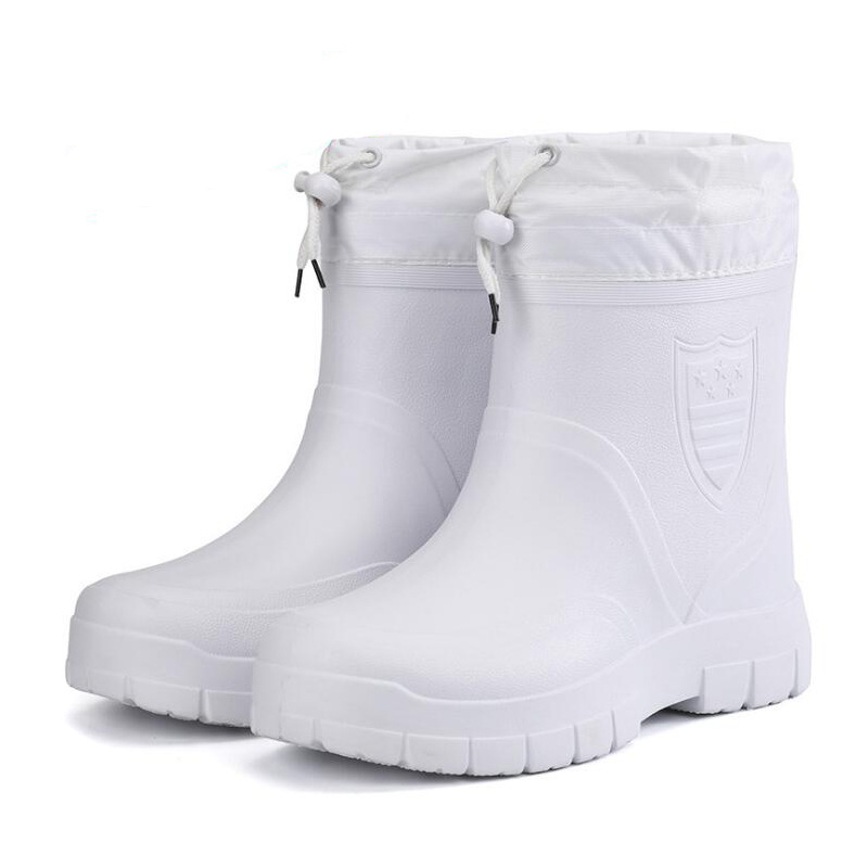 Men's Waterproof Snow Boots with Fleece, Non-slip, Warm, EVA Cotton Shoes, Integrated Washing, Chef Refrigerated, Protective Rain Boots