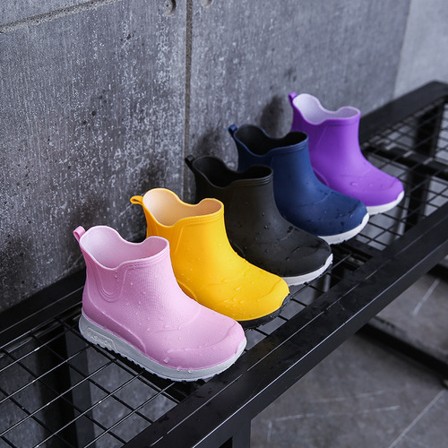 Japanese fashion children's rain boots for men and women, non-slip thick-soled wear-resistant rain boots for rainy days, waterproof shoes, water boots and overshoes