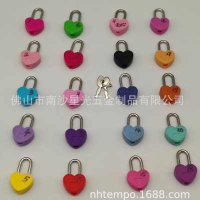 厂家供应多彩别致迷你锁日记本锁文具锁心形小锁|ru