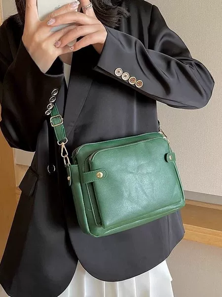 Cross-Border Amazon European and American Retro Three-Layer Leather Crossbody Bag Multi-Compartment Handbag Wallet Shoulder Bag Small Square Bag
