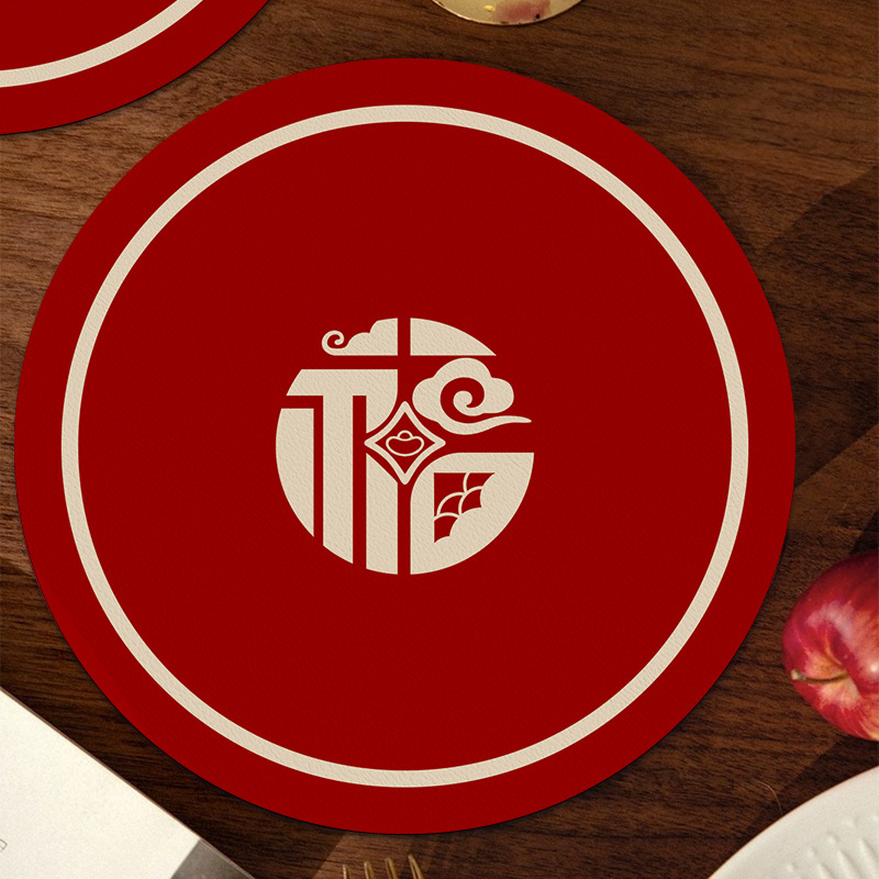 Posavasos festivos, boda roja, absorción de agua, aislamiento térmico, mantel chino de marea nacional, sentido avanzado, taza de té redonda, posavasos de café image 10