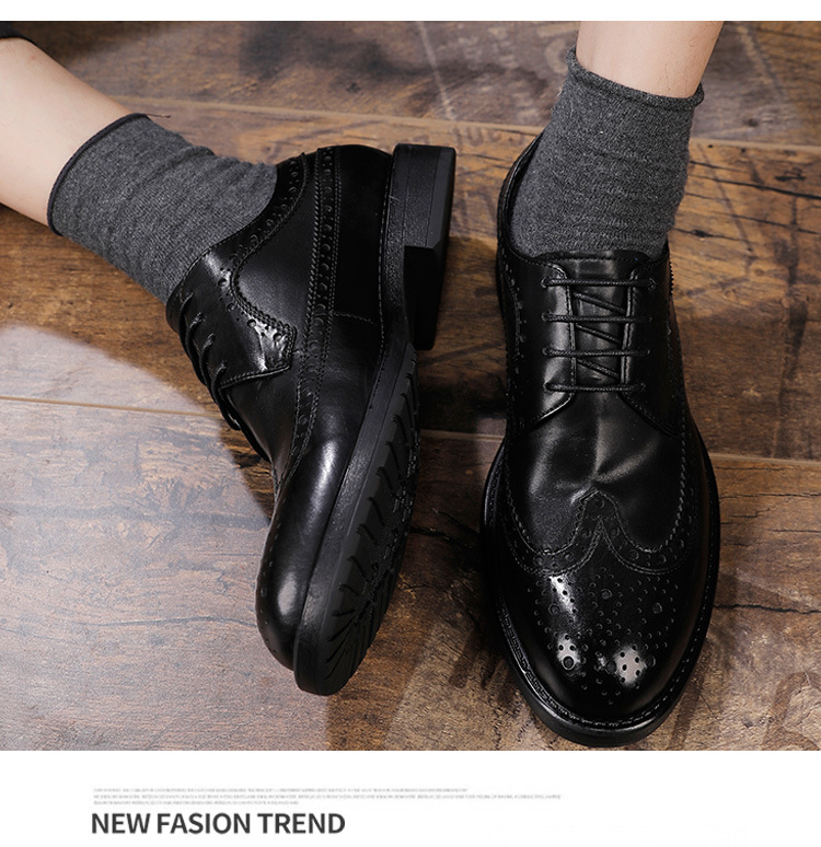 Nové kožené boty pro muže, kožená vrstva z hovězí kůže, britský styl, Brock vyřezávané, svatební boty._voghion.com